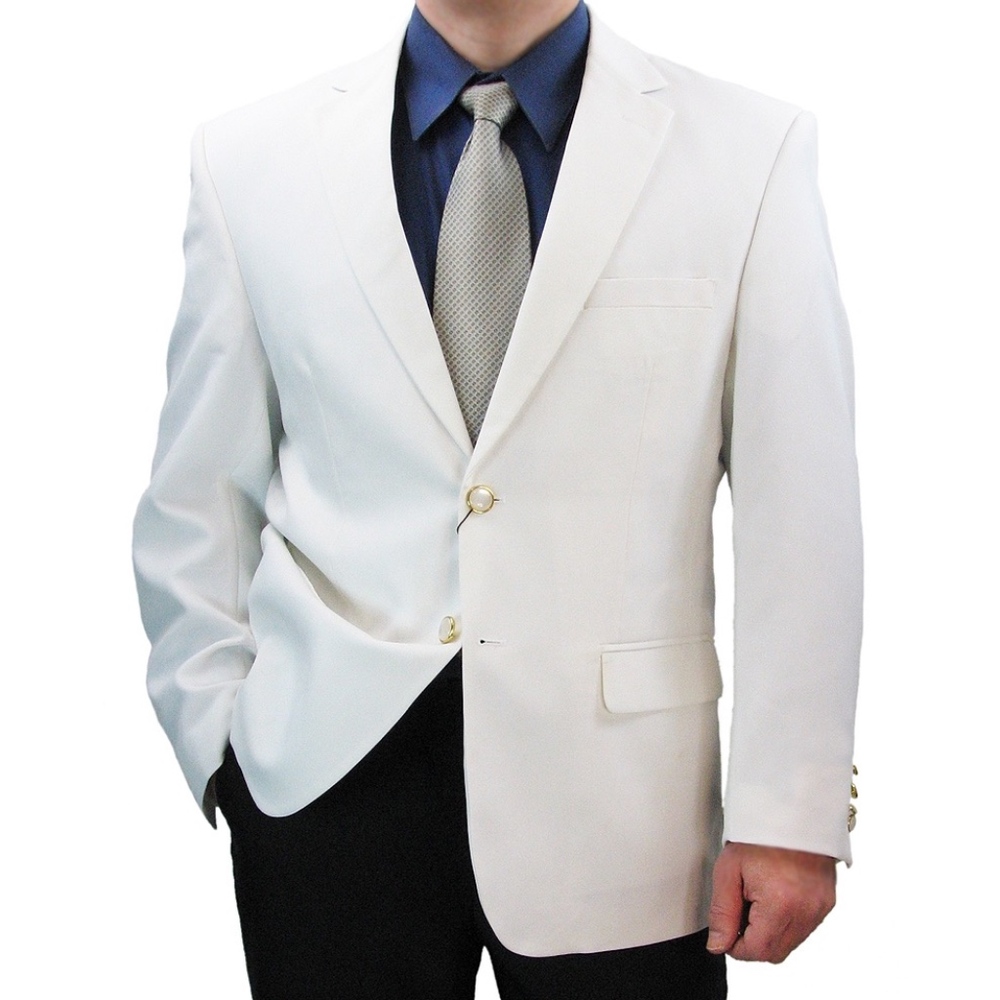 Men's 2 Button Blazer Jacket Sports Coat-White